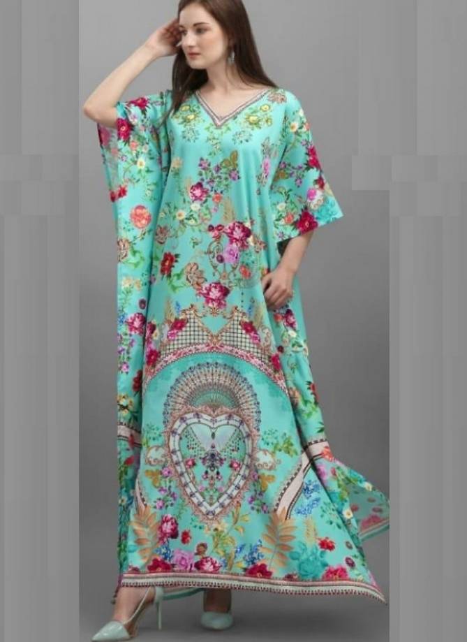 jelite AFREEN Kaftans Latest Fancy Casual Wear Japan Polyester Crepe Kaftan Style Kurti Collection